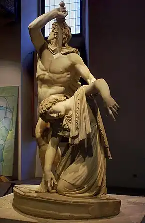 Unknown artist: Ludovisi Gaul and his wife. Roman copy after an Hellenistic original from a monument built by Attalus I of Pergamon after his victory over Gauls, ca. 220 BC. Palazzo Altemps, Rome