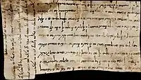Bactrian language letter from "Meyam, King of the people of Kadag", "Meyam" is thought to be Mehama. Dated to 461-462 CE, from the archives of the Kingdom of Rob.