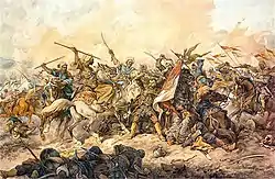 Krzysztof Gniewosz defending the Polish banner at Chocim