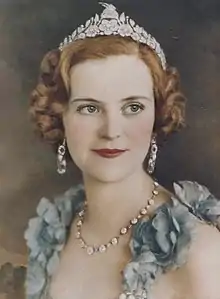 Geraldine of Albania wearing the Royal Floral Tiara