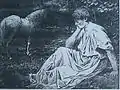 Zeichnung Sinnendes Mädchen / Frau mit Schimmel