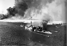The Italian cruiser San Giorgio scuttled at Tobruk 1941