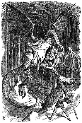 Image 5"Jabberwocky"Illustration: John TennielThe Jabberwock, the titular creature of Lewis Carroll's nonsense poem "Jabberwocky". First included in Carroll's novel Through the Looking-Glass (1871),  the poem was illustrated by John Tenniel, who gave the creature "the leathery wings of a pterodactyl and the long scaly neck and tail of a sauropod". "Jabberwocky" is considered one of the greatest nonsense poems written in English, and has contributed such nonsense words and neologisms as galumphing and chortle to the English lexicon.More selected pictures