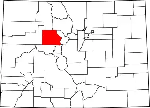 Map of Colorado highlighting Eagle County