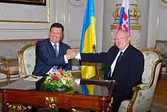 Former Presidents Victor Yanukovych of Ukraine and Ivan Gašparovič of Slovakia in 2011