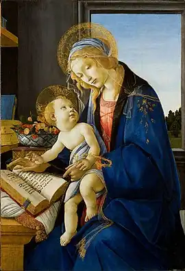 Image 23The scene in Botticelli's Madonna of the Book (1480) reflects the presence of books in the houses of richer people in his time. (from History of books)