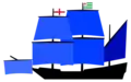 Vice Admirals of the Fleet flagship English Navy (1596) and position of his command flags.