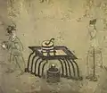 Men wearing shanku. Painting from Yanju's tomb, also known as Jiuquan Dingjia Gate No. 5 Tomb, 5th century AD.